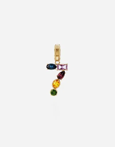 Dolce & Gabbana 18 Kt Yellow Gold Rainbow Pendant With Multicolor Finegemstones Representing Number 7 Yellow Gold Fe