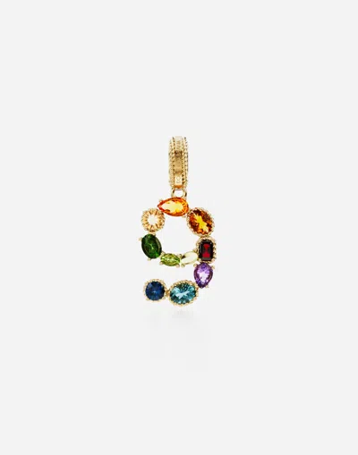 Dolce & Gabbana 18 Kt Yellow Gold Rainbow Pendant With Multicolor Finegemstones Representing Number 9 Yellow Gold Fe