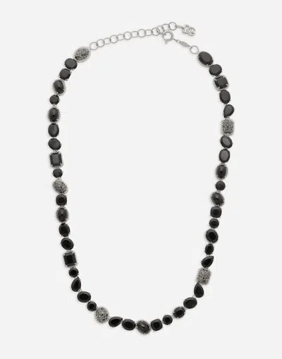 Dolce & Gabbana Anna Necklaces In White Gold 18kt And Black Spinels In ホワイト