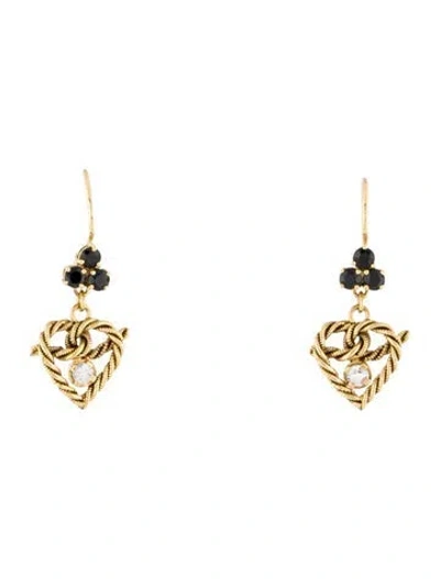 Pre-owned Dolce & Gabbana 18k Sapphire Heart Drop Earrings In Multi