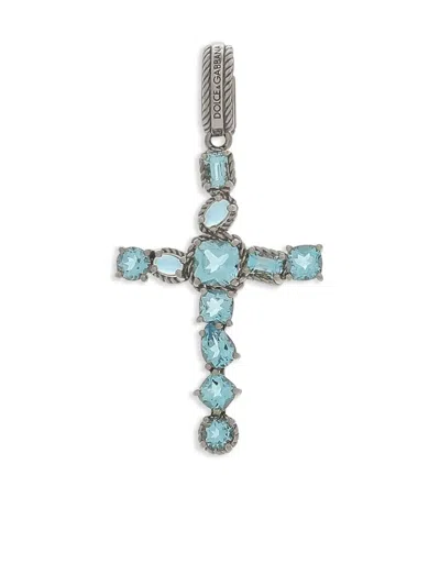 Dolce & Gabbana Anna Charm In White Gold 18kt With Light Blue Topazes