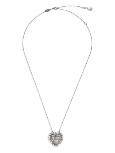 Dolce & Gabbana 18k White Gold Devotion Diamond Necklace In Metallic