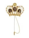 Dolce & Gabbana 18kt Yellow Gold Diamond Crown Brooch In Gold