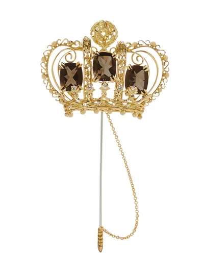 Dolce & Gabbana 18kt Yellow Gold Diamond Crown Brooch