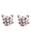 Dolce & Gabbana 18k Yellow Gold Butterfly Multi-stone Earrings In Purple
