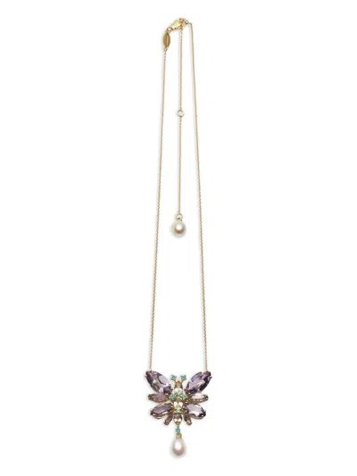 Dolce & Gabbana 18k Yellow Gold Butterfly Multi-stones Necklace
