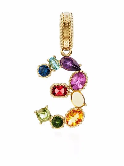 Dolce & Gabbana 18kt Yellow Gold Number 3 Gemstone Pendant