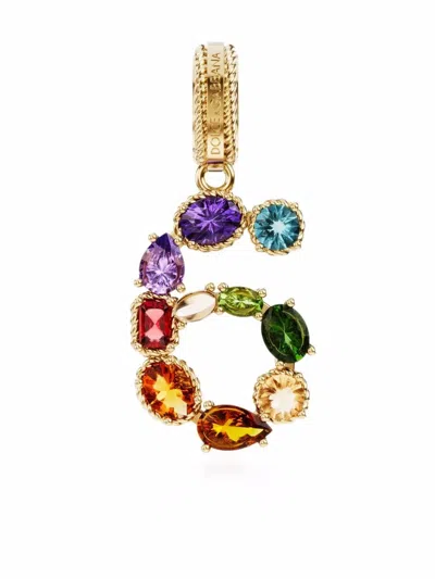 Dolce & Gabbana 18kt Yellow Gold Number 6 Gemstone Pendant