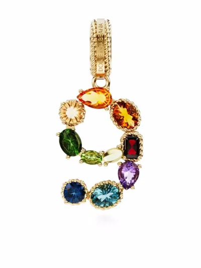 Dolce & Gabbana 18kt Yellow Gold Number 9 Gemstone Pendant