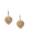 Dolce & Gabbana Devotion Earrings In Yellow Gold With Diamonds And Pearls Yellow Gold Female Onesize In Gold