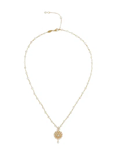 Dolce & Gabbana 18kt Yellow Gold Pearl Rosette Pendant Necklace