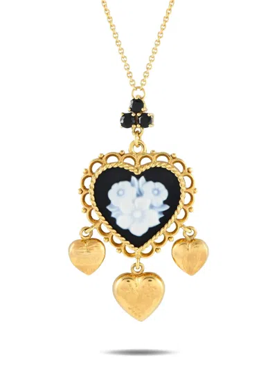 Pre-owned Dolce & Gabbana 18k Yellow Gold Sapphire And Black Jade Necklace