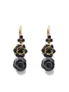 Dolce & Gabbana 18k Yellow Gold Sicily Black Sapphire And Jade Earrings In Gold