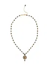 Dolce & Gabbana 18kt Yellow Gold, Black Sapphire And Jade Rosette Pendant Necklace In Gold