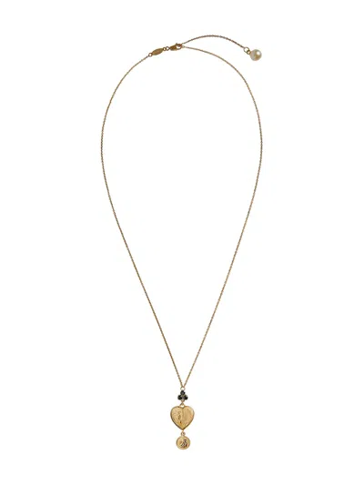 Dolce & Gabbana 18kt Yellow Gold Sapphire Heart Pendant Necklace