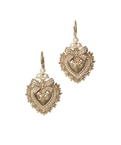 Dolce & Gabbana 18kt Yellow Gold Diamond Devotion Earrings