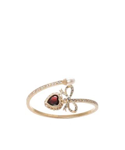 Dolce & Gabbana 18kt Yellow Gold Heart Bow Pearl Cuff