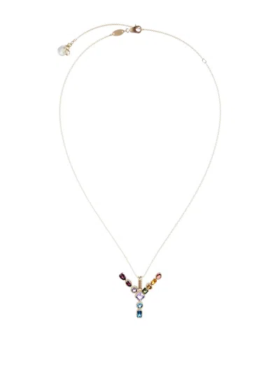 Dolce & Gabbana 18kt Yellow Gold Initial Y Gemstone Necklace