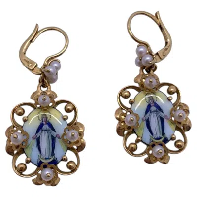 Pre-owned Dolce & Gabbana 18kt Yellow Gold Madonna Earrings