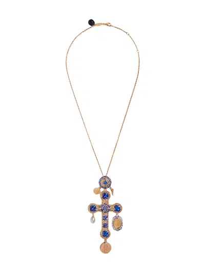Dolce & Gabbana 18kt Yellow Gold Tradition Cross Pendant Necklace