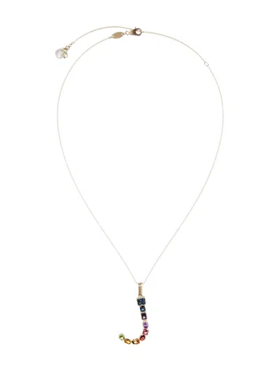 Dolce & Gabbana 18kt Yellow Initial J Gemstone Necklace In Gold