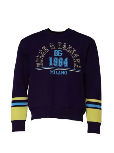 Dolce & Gabbana 1984 Milano Crew Neck Pullover Sweater In Purple