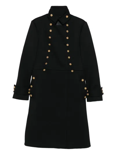 Pre-owned Dolce & Gabbana 1990s Button-detailing Wool-blend Coat In Black