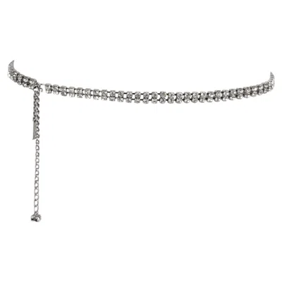 Pre-owned Dolce & Gabbana 1990s  Crystal Rhinestone Silver-tone Chain Link Belt In Gray