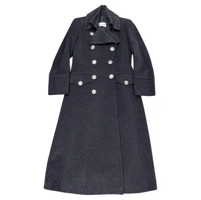 Pre-owned Dolce & Gabbana 1990s  Double Breasted Long Military Wool Coat In Black