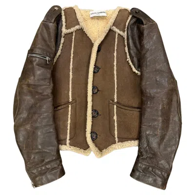 Pre-owned Dolce & Gabbana 1990s  Hybrid Shearling Leather Military Jacket In Brown