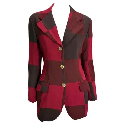 Pre-owned Dolce & Gabbana 1990s  Red Burgundy Patchwork Blazer