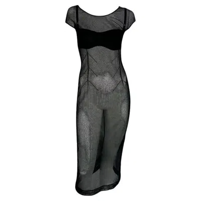 Pre-owned Dolce & Gabbana 1990s  Sheer Black Mesh Dress Bra Set 40it
