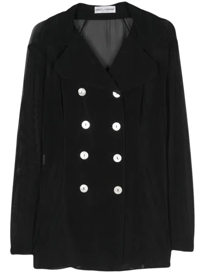 Pre-owned Dolce & Gabbana 1990s Double-breasted Mesh Blazer In Black