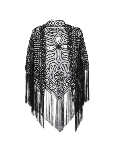 Pre-owned Dolce & Gabbana 1990s Fringed Scarf In Black