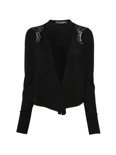 Pre-owned Dolce & Gabbana 1990s Lace-detail Jacket In Black
