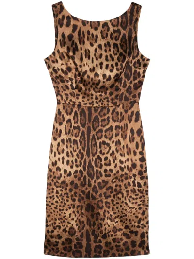 Pre-owned Dolce & Gabbana 1990s Leopard-print Dress In Brown