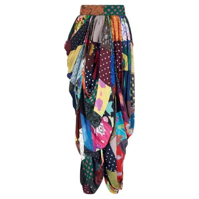 Pre-owned Dolce & Gabbana 1993  Runway Patchwork Tulip Maxi Skirt In Black