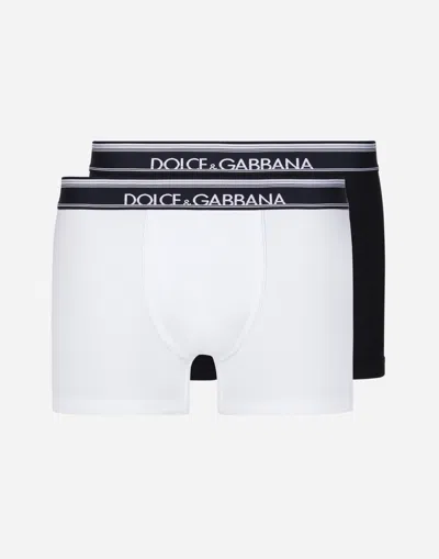 Dolce & Gabbana Set Of Two Logo-tape Cotton Boxers In White