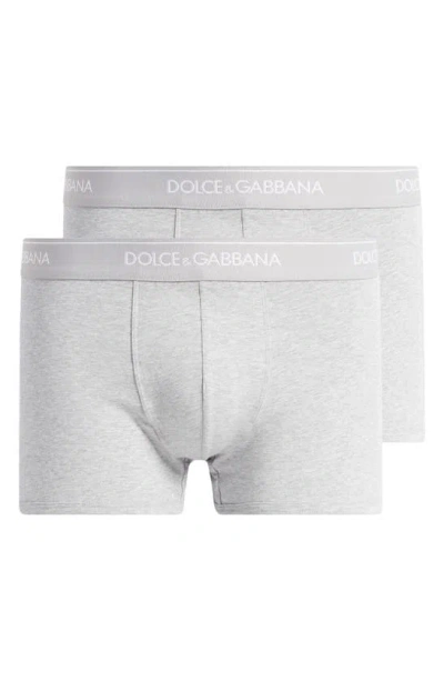 Dolce & Gabbana Dolce&gabbana 2-pack Logo Waist Boxer Briefs In S8290 Dark Grey