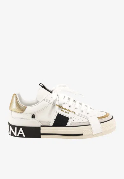 DOLCE & GABBANA 2.ZERO LEATHER LOW-TOP SNEAKERS