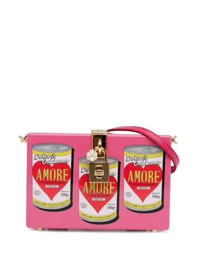 Pre-owned Dolce & Gabbana 2000-2023 Printed Acrylic Amore Can Box Crossbody Bag In Pink