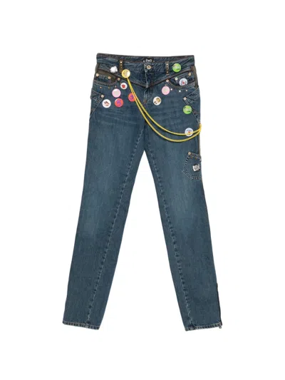 Pre-owned Dolce & Gabbana 2000s Badge-embellishment Jeans In Blue