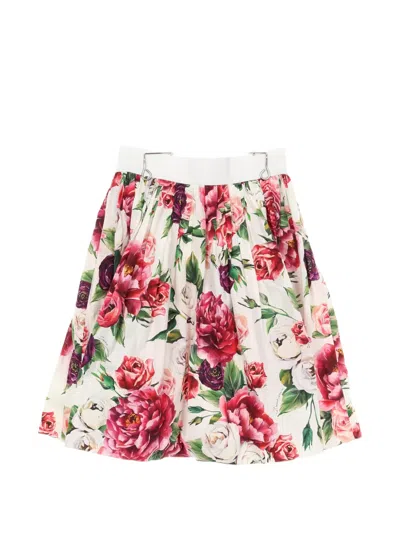 Pre-owned Dolce & Gabbana 2000s Blair Floral-print Skirt In White
