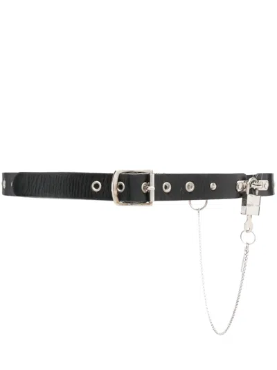 Pre-owned Dolce & Gabbana 2000s Chain-link Leather Belt In Black