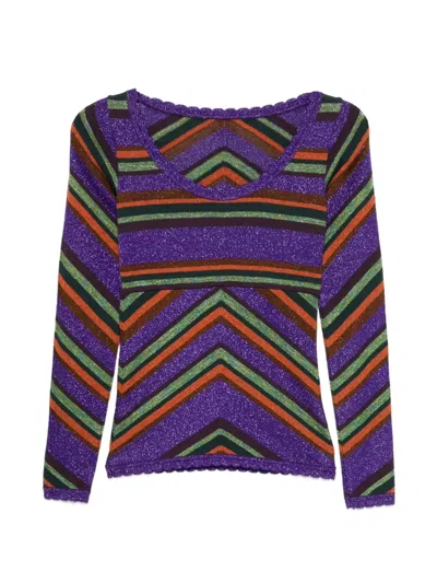 Pre-owned Dolce & Gabbana 2000s Chevron-intarsia Sweater In Purple