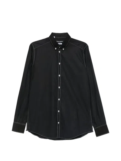 Pre-owned Dolce & Gabbana 2000s Contrast-stitch Shirt In Black