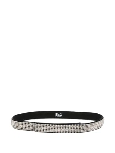 Pre-owned Dolce & Gabbana 2000s Crystal-embellished Belt In Black