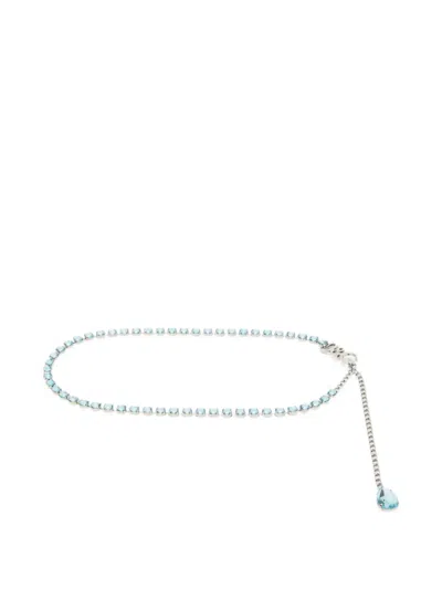 Pre-owned Dolce & Gabbana 2000s Crystal-embellished Chain Belt In Silver