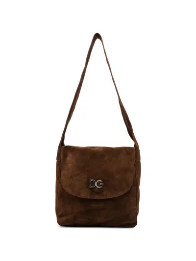 Pre-owned Dolce & Gabbana 2000s Dg Logo Shoulder Bag In Brown