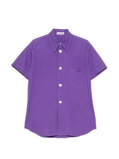 Pre-owned Dolce & Gabbana 2000s Dg-embroidered Shirt In Purple